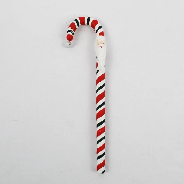 Set of 2 Vintage Santa Candy Cane Christmas Ornaments 7"