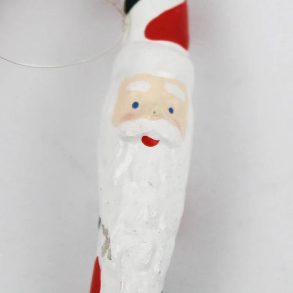 Set of 2 Vintage Santa Candy Cane Christmas Ornaments 7"