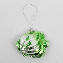 Hawaii Green Fish Souvenir Glass Christmas Ornament 3 3/4"