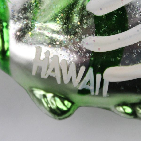 Hawaii Green Fish Souvenir Glass Christmas Ornament 3 3/4"