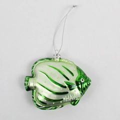 Green Fish Hawaii Souvenir Glass Christmas Ornament 3 3/4"