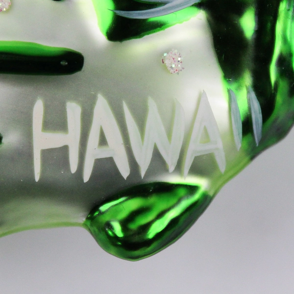 Green Fish Hawaii Souvenir Glass Christmas Ornament 3 3/4"