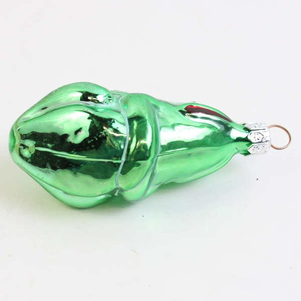 Green Hand-Blown Glass Frog Christmas Ornament 4"