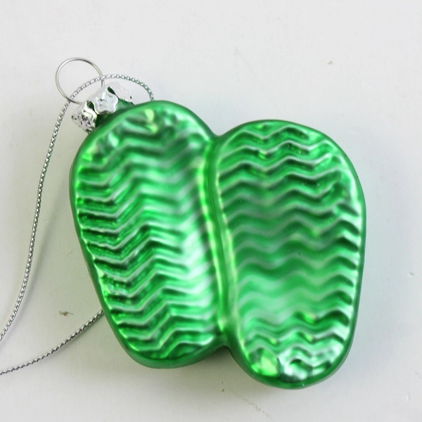 Tropical Beach-Themed Green Flip Flops Blown Glass Christmas Ornament