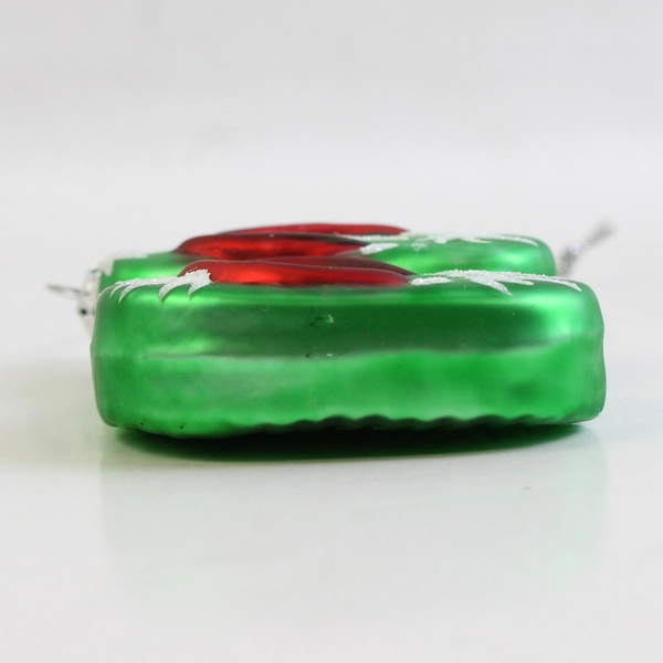 Tropical Beach-Themed Green Flip Flops Blown Glass Christmas Ornament