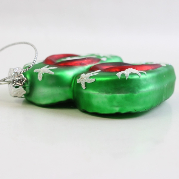 Tropical Beach-Themed Green Flip Flops Blown Glass Christmas Ornament