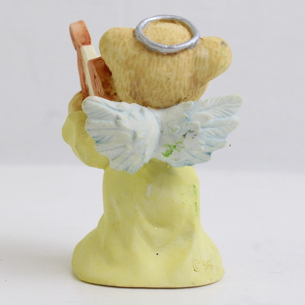 VTG Angel Teddy Babies Teddy Bear with Lyre Harp Resin Figure 2"