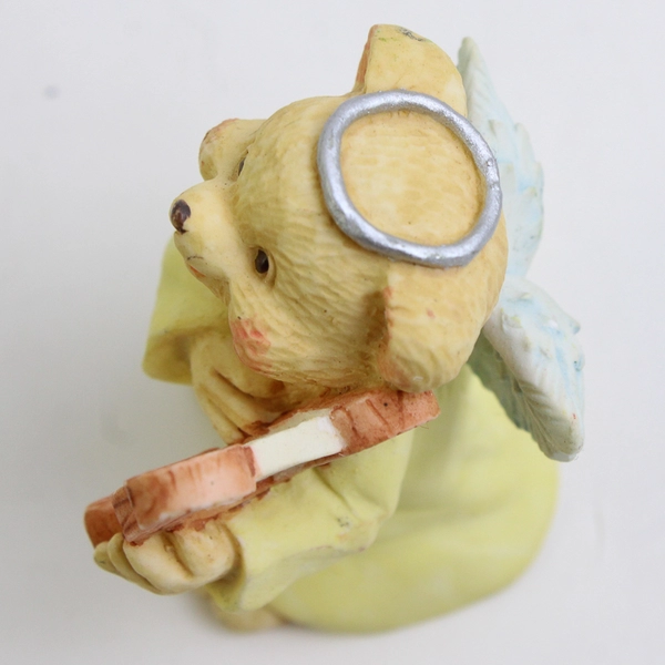 VTG Angel Teddy Babies Teddy Bear with Lyre Harp Resin Figure 2"