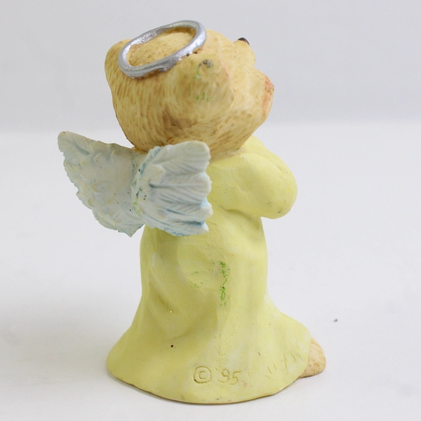 VTG Angel Teddy Babies Teddy Bear with Lyre Harp Resin Figure 2"