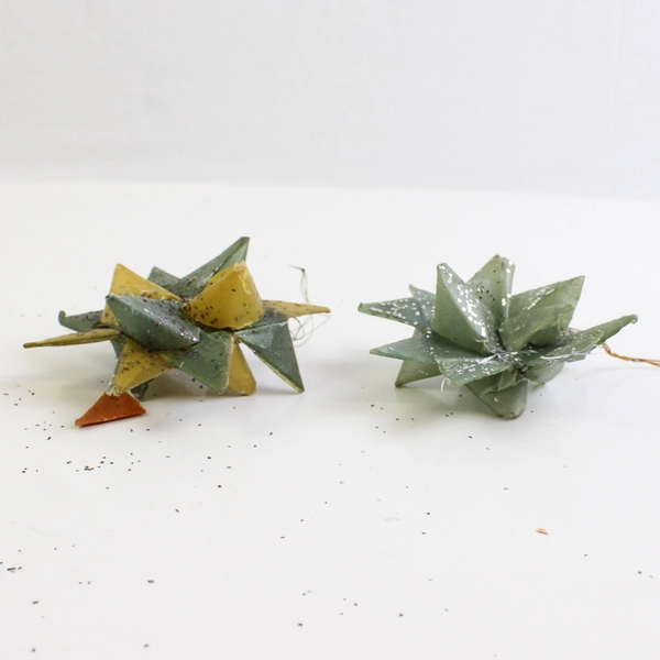 Lot of 9 VTG Handmade Moravian German Waxed Paper Star Ornaments FLAWED