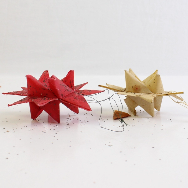 Lot of 9 VTG Handmade Moravian German Waxed Paper Star Ornaments FLAWED