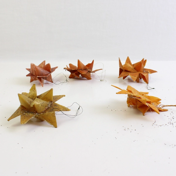 Lot of 9 VTG Handmade Moravian German Waxed Paper Star Ornaments FLAWED