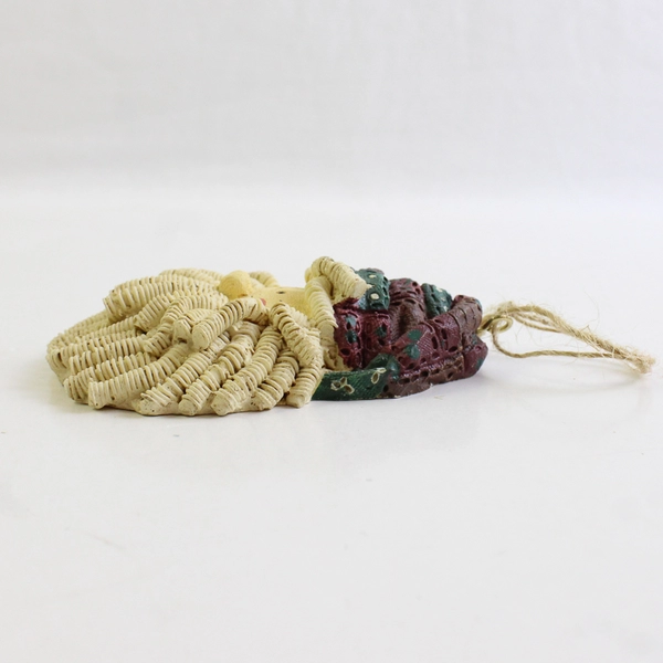 Vintage Folk Art Santa Head Resin Christmas Ornament 3.5"