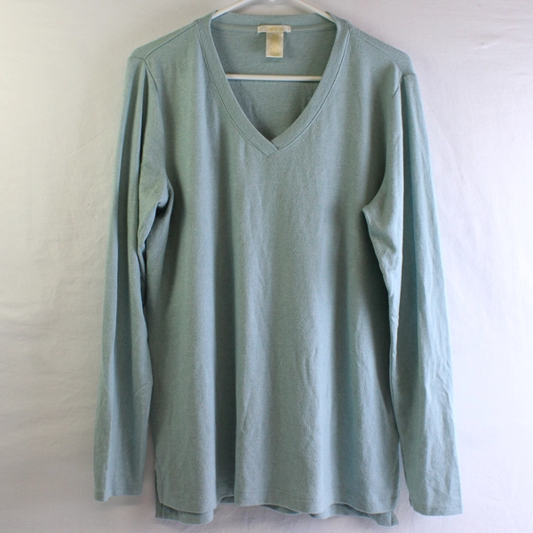 Matty M Solid Blue Color Knitted Long Sleeve V-Neck Top Women's Size L