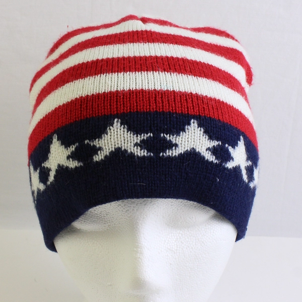 9" USA Stars & Stripes Red White Blue Knit Cap Beanie