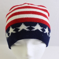 9" USA Stars & Stripes Red White Blue Knit Cap Beanie