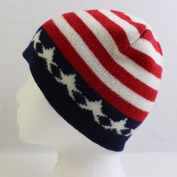 9" USA Stars & Stripes Red White Blue Knit Cap Beanie