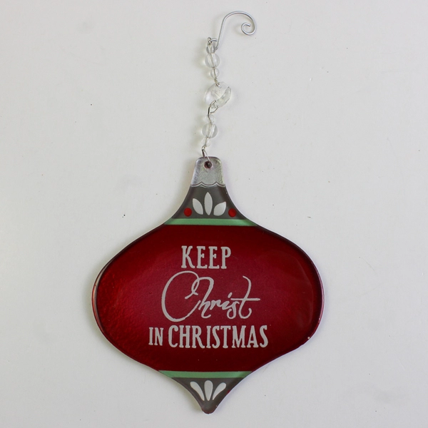 Grasslands Road Keep Christ In Christmas Glass Ornament 5"