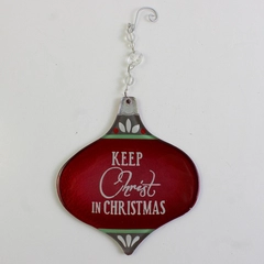 Grasslands Road Keep Christ In Christmas Glass Ornament 5"