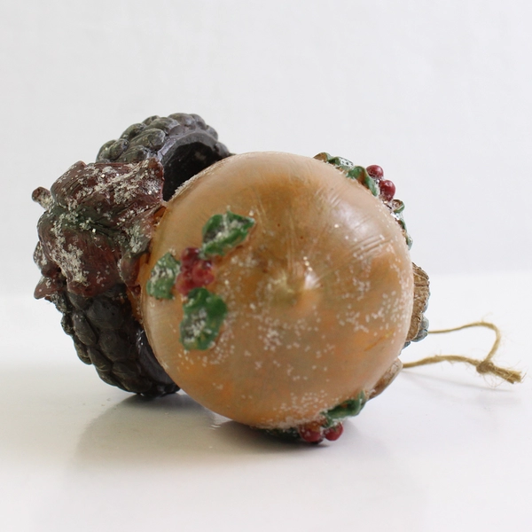 Vintage Mouse in Acorn Resin Christmas Ornament 4" FLAW
