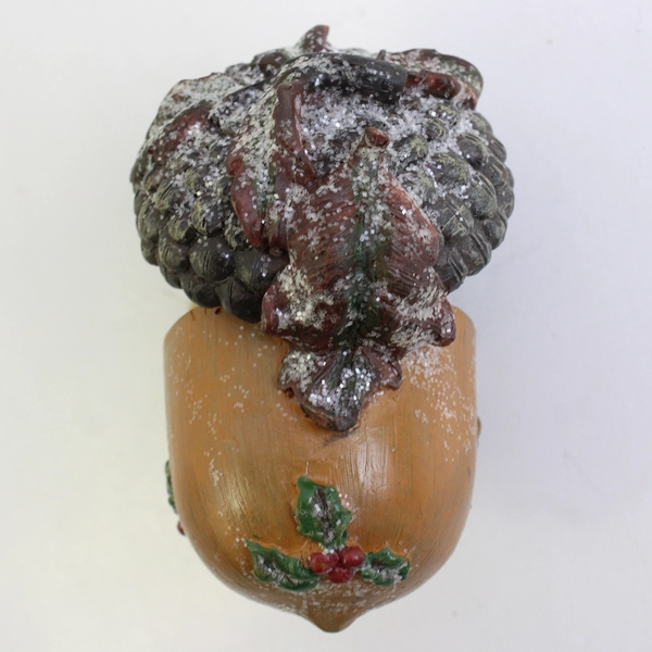 Vintage Mouse in Acorn Resin Christmas Ornament 4" FLAW
