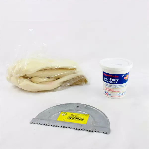 Master Plumber Putty Kit w/ Half Moon Spreader & Rubber Gloves Used