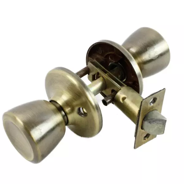 Kwikset Bel Air 200B Passage Door Knob Antique Brass US5 Latch Included