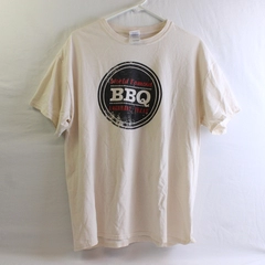 Gildan Unisex L Off-White World Famous BBQ Lockhart Texas Short Sleeve T-Shirt