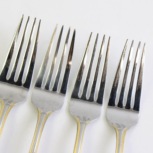 Lot of 4 Cambridge Silver Chatham Pattern 18/8 Stainless Gold Accent 8" Rare