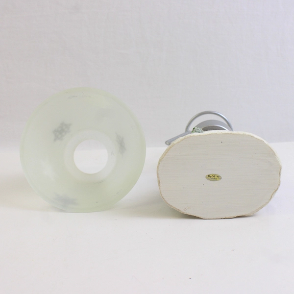 Flocked Snowman Tealight Lamp Christmas Holiday Decor 6.5"