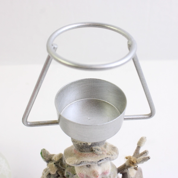 Flocked Snowman Tealight Lamp Christmas Holiday Decor 6.5"