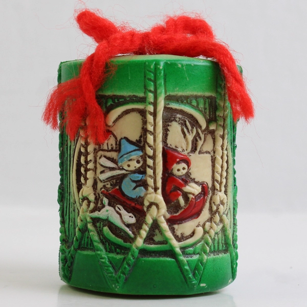 Vintage Green Drum Blow Mold Christmas Ornament 2.5"