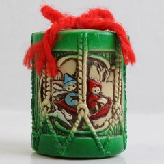 Vintage Green Drum Blow Mold Christmas Ornament 2.5"