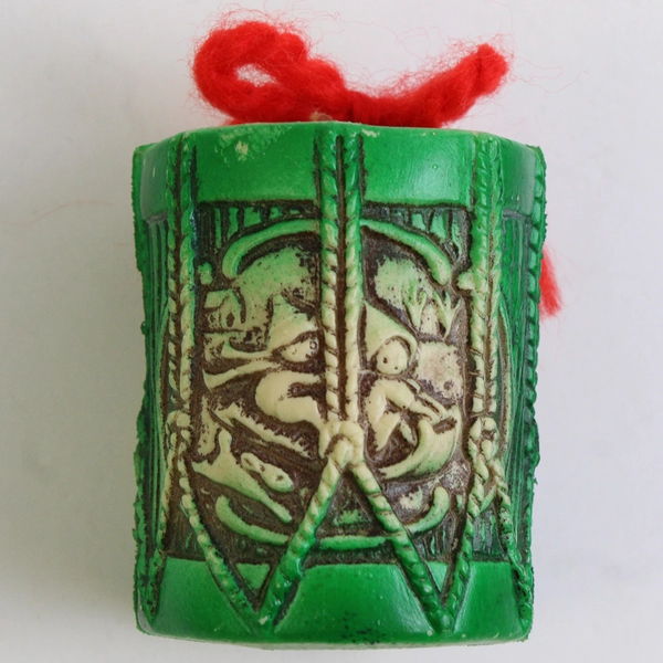 Vintage Green Drum Blow Mold Christmas Ornament 2.5"