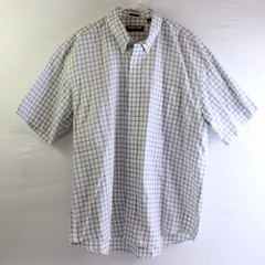Kirkland Signature Men's XL White Checkered Short Sleeve Dress Shirt