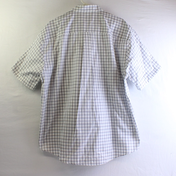 Kirkland Signature Men's XL White Checkered Short Sleeve Dress Shirt