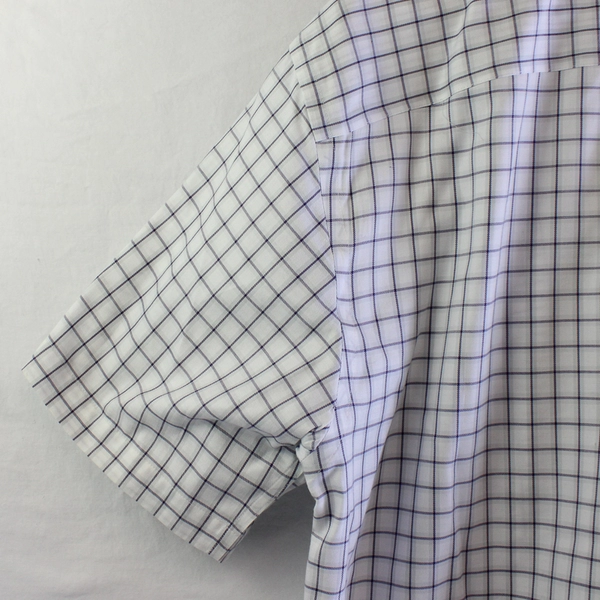 Kirkland Signature Men's XL White Checkered Short Sleeve Dress Shirt