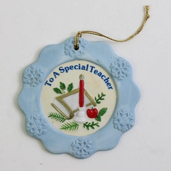 VTG Russ Berrie Christmas Keepsakes Ornament To A Special Teacher 3"