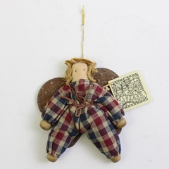 Vintage 1997 Ragdoll Angel Rustic Country Christmas Ornament 4"