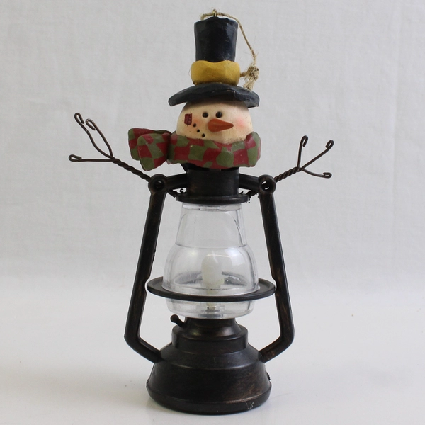 Light Up Snowman Lantern Christmas Ornament 5.5" UNTESTED