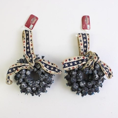 Lot of 2 Santa's Workbench Trim-A-Tree Wreath Ornaments Americana 4"