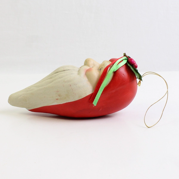 Vintage Ceramic Santa Head Christmas Ornament 5.5"