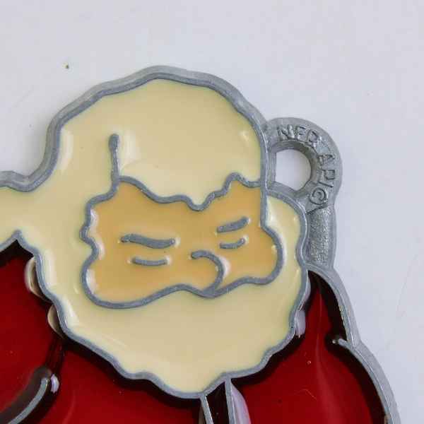Stained Glass Sleepy Santa Claus Christmas Ornament Suncatcher 3.5"