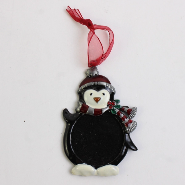 Lot of 2 Picture Frame Christmas Ornaments Polar Bear and Penguin