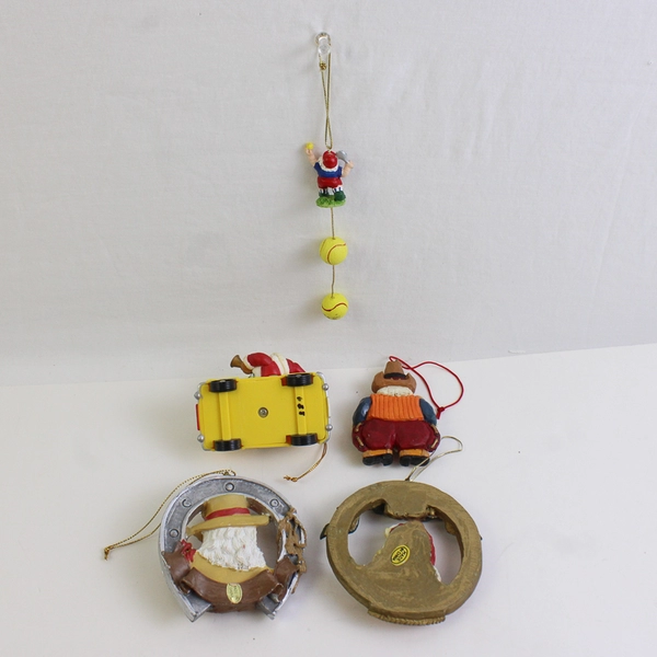 Lot of 5 Santa Ornaments Various Shapes & Sizes Christmas Tree Decor