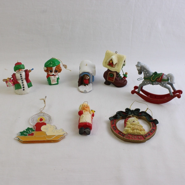 Lot of 8 Vintage Hallmark Christmas Hanging Ornaments