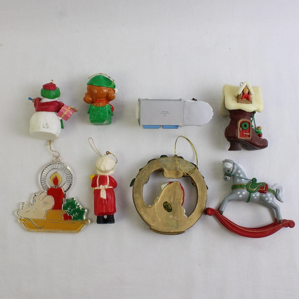 Lot of 8 Vintage Hallmark Christmas Hanging Ornaments