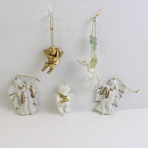 Lot of 5 Angel Christmas Ornaments Hanging Figurines Multiple Poses