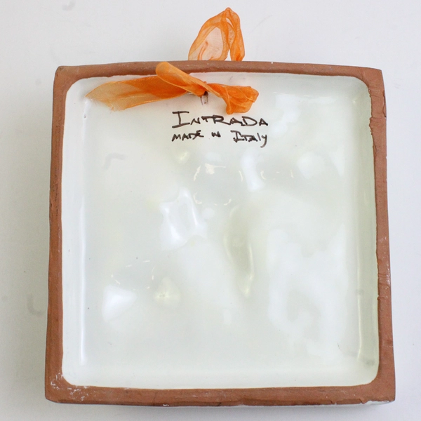 INTRADA Hand-Painted Bunch of Grapes Ceramic Wall Hanging 6 1/4" x 6 1/4" 