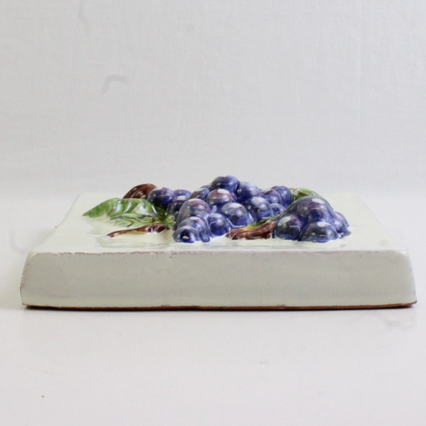 INTRADA Hand-Painted Bunch of Grapes Ceramic Wall Hanging 6 1/4" x 6 1/4" 